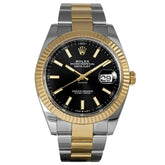Rolex Datejust Black Dial Steel Yellow Gold Oyster 41mm
