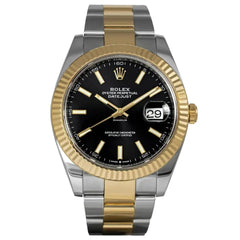 Rolex Datejust Black Dial Steel Yellow Gold Oyster 41mm