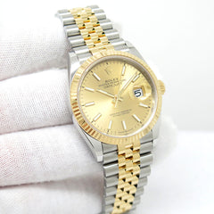Rolex Datejust 41mm Fluted Champagne Dial Jubilee Steel Gold 126333