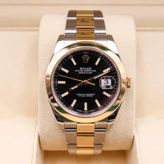 Rolex Datejust Black Dial Steel Yellow Gold Oyster 41mm