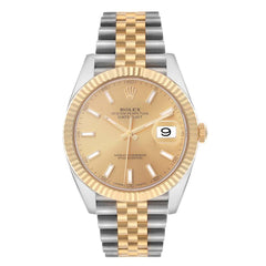 Rolex Datejust 41mm Fluted Champagne Dial Jubilee Steel Gold 126333
